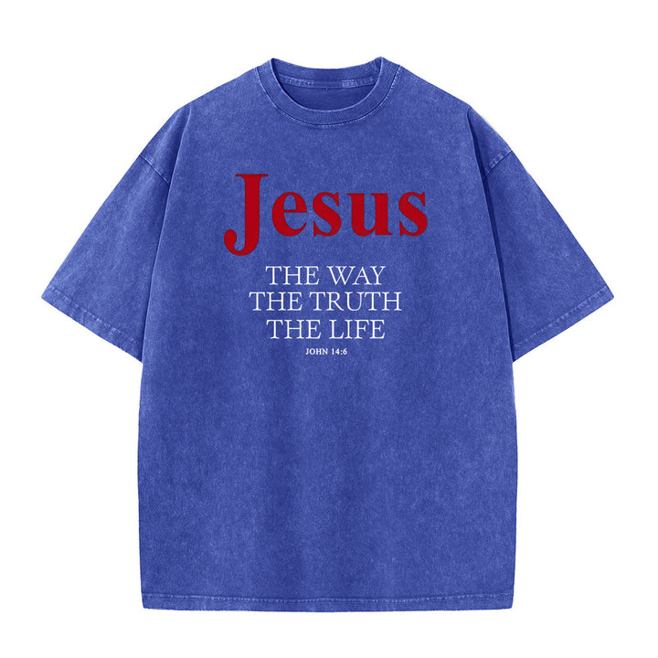 Christianartworkshop Jesus The Way The Truth The Life Unisex Washed T - Shirt - Blue - 5XL - image 6