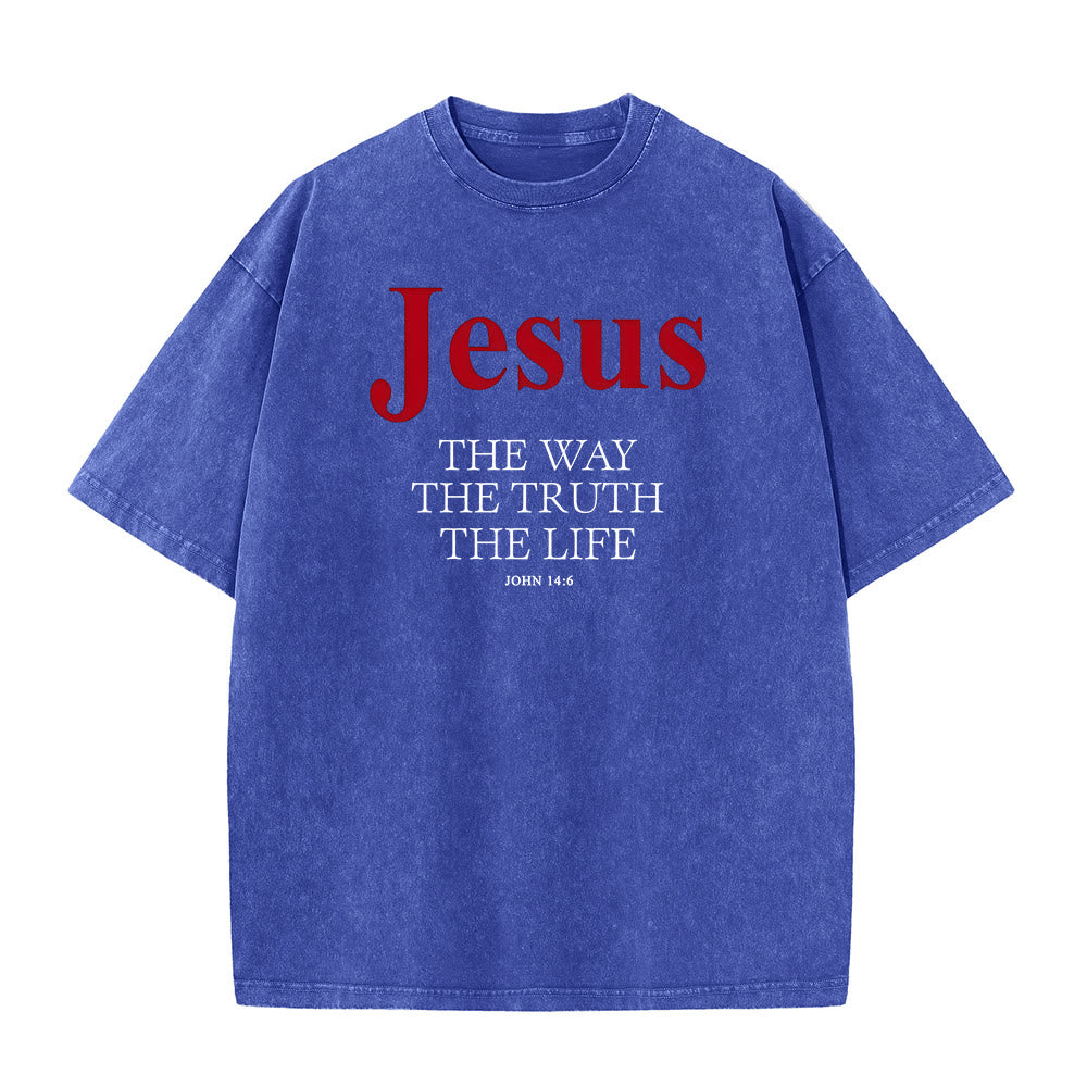 Christianartworkshop Jesus The Way The Truth The Life Unisex Washed T - Shirt - Blue - 5XL - image 5