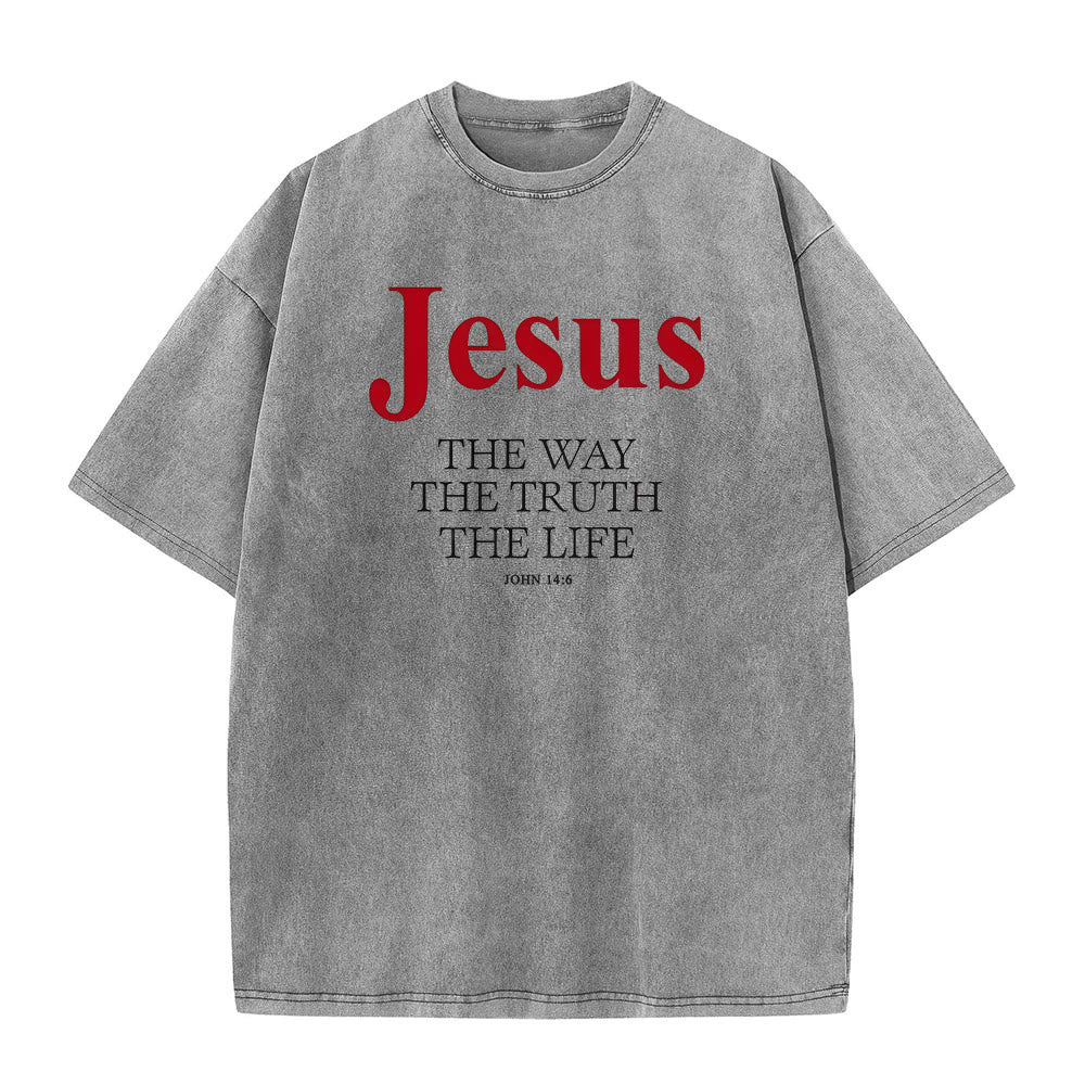 Christianartworkshop Jesus The Way The Truth The Life Unisex Washed T - Shirt - Grey - 5XL - image 4