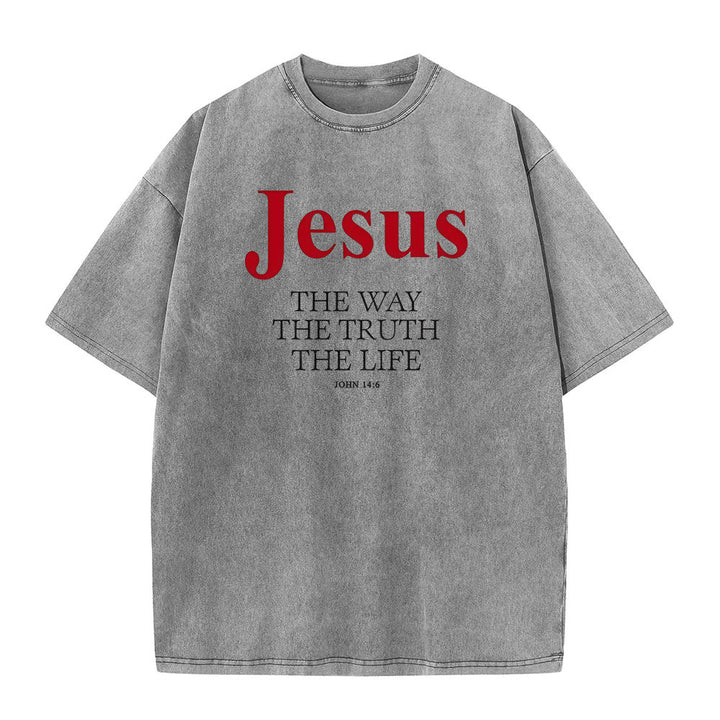 Christianartworkshop Jesus The Way The Truth The Life Unisex Washed T - Shirt - Grey - 5XL - image 4