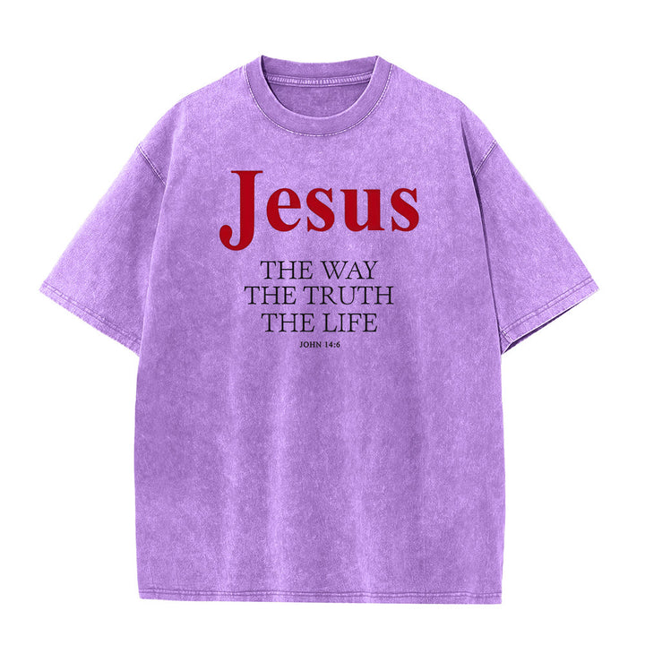 Christianartworkshop Jesus The Way The Truth The Life Unisex Washed T - Shirt - Purple - 5XL - image 5