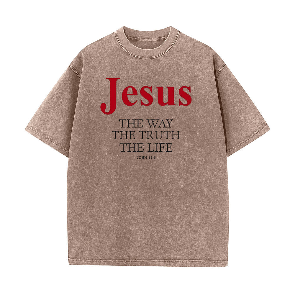 Christianartworkshop Jesus The Way The Truth The Life Unisex Washed T - Shirt - Coffee - 5XL - image 9