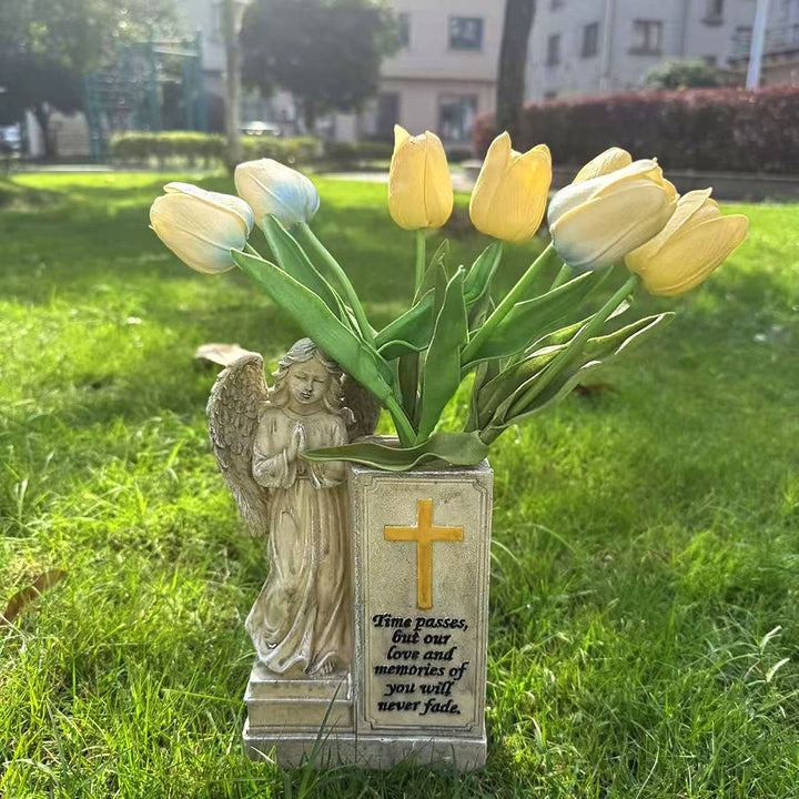 Christianartworkshop Praying Angel Cross Vase: Enduring Love in Faith - Angel Vase(without Flower) - image 0