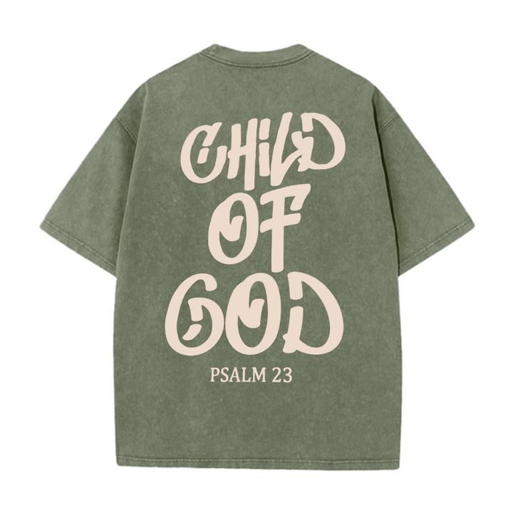 Christianartworkshop Chic Spiritual Child of God Psalm 23 Unisex Washed T-Shirt - Army Green - 5XL - image 4