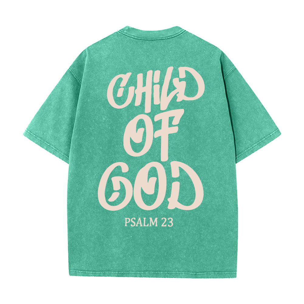 Christianartworkshop Chic Spiritual Child of God Psalm 23 Unisex Washed T-Shirt - Green - 5XL - image 14