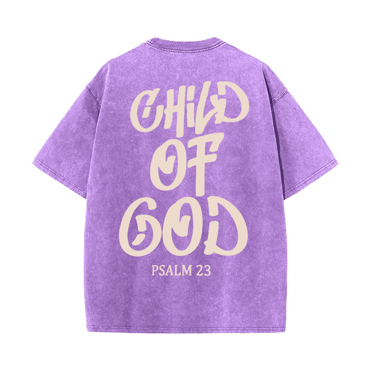 Christianartworkshop Chic Spiritual Child of God Psalm 23 Unisex Washed T-Shirt - Purple - 5XL - image 9
