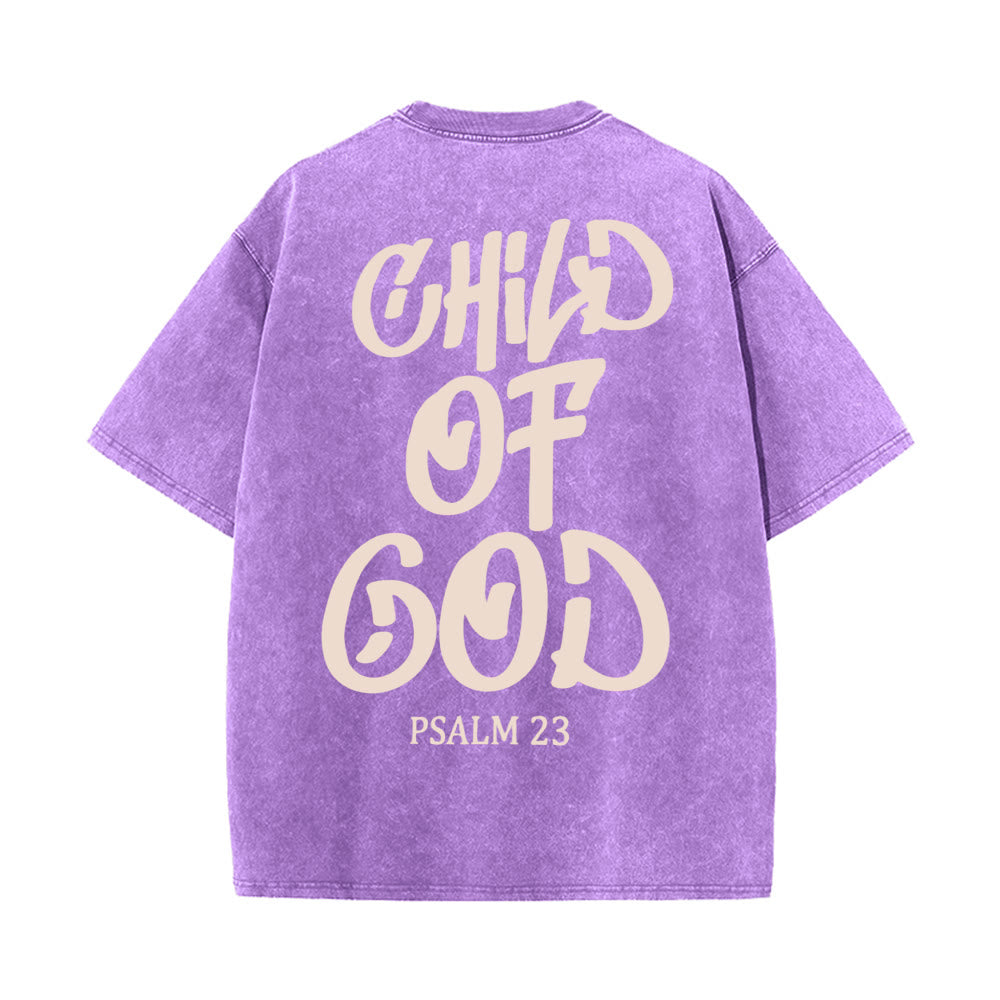 Christianartworkshop Chic Spiritual Child of God Psalm 23 Unisex Washed T-Shirt - Purple - 5XL - image 8
