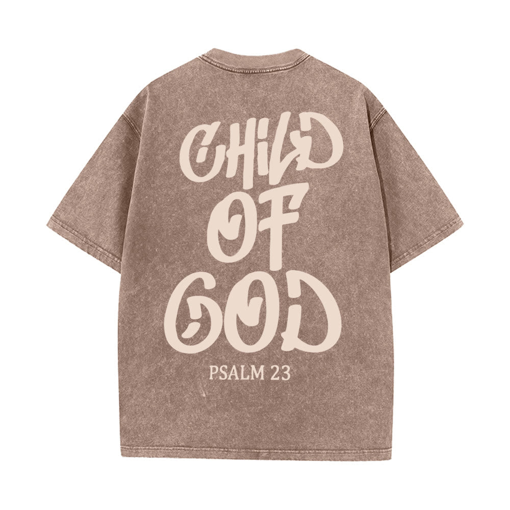 Christianartworkshop Chic Spiritual Child of God Psalm 23 Unisex Washed T-Shirt - Coffee - 5XL - image 12