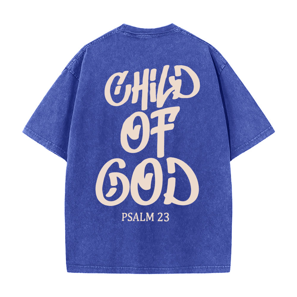 Christianartworkshop Chic Spiritual Child of God Psalm 23 Unisex Washed T-Shirt - Blue - 5XL - image 6