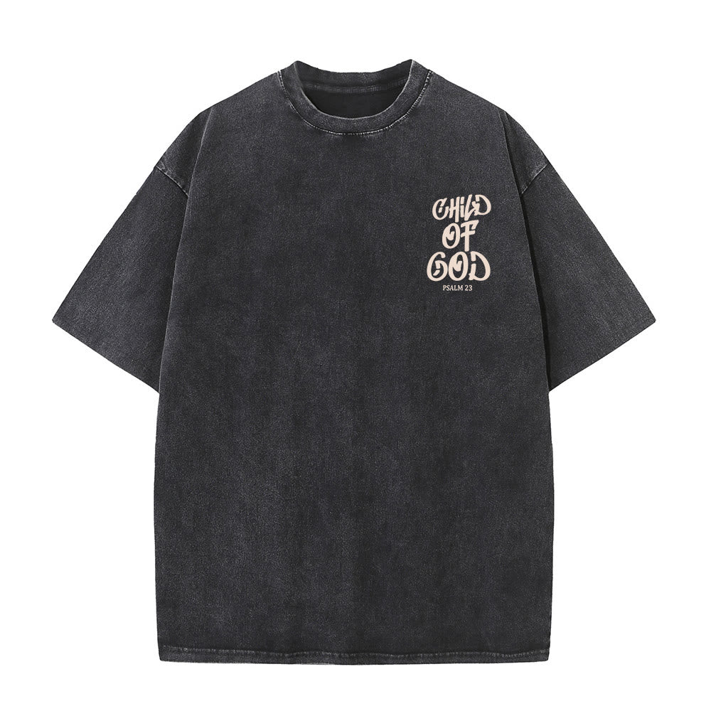 Christianartworkshop Chic Spiritual Child of God Psalm 23 Unisex Washed T-Shirt - image 3