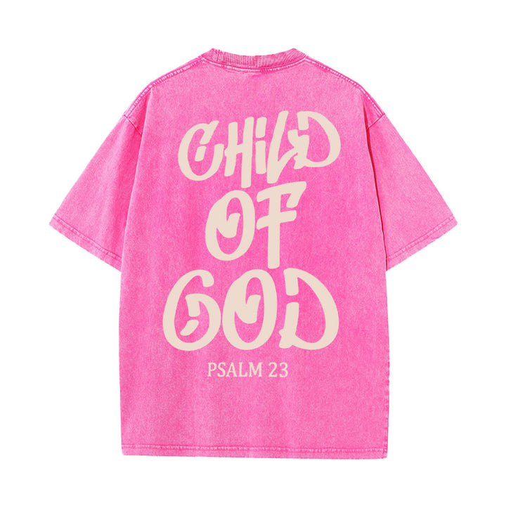 Christianartworkshop Chic Spiritual Child of God Psalm 23 Unisex Washed T-Shirt - Pink - 5XL - image 17