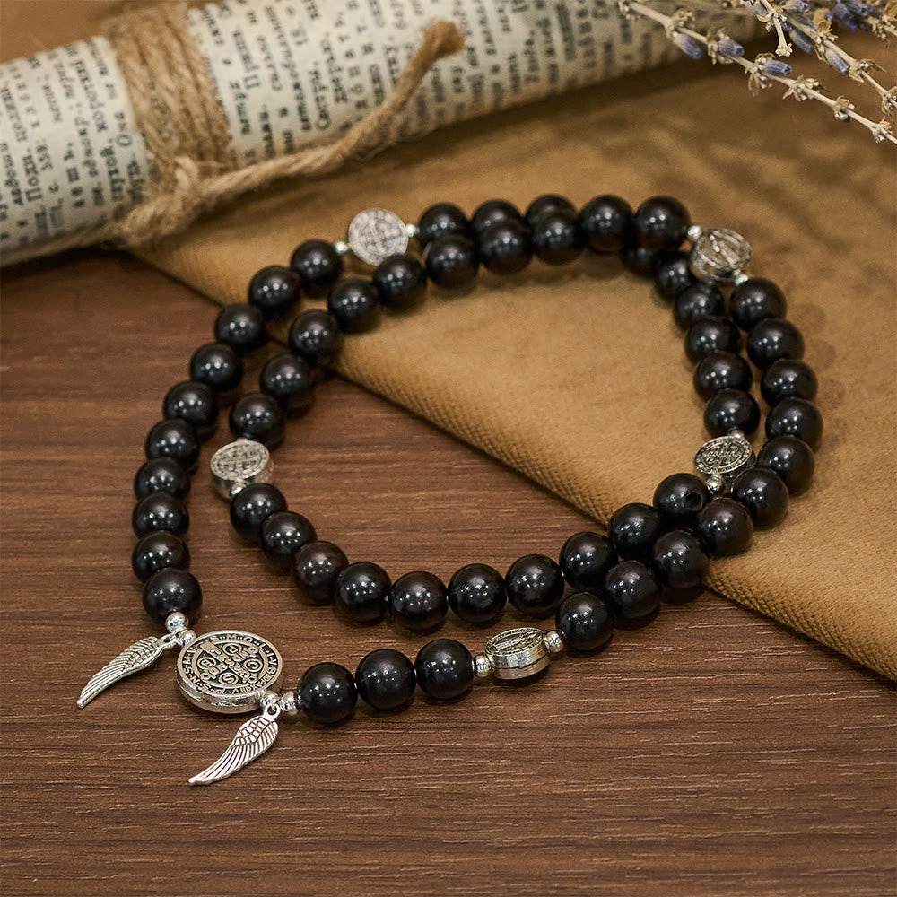 Christianartworkshop Miraculous Medal & Angel Wing Blood SandalWood Bead Bracelet - image 10