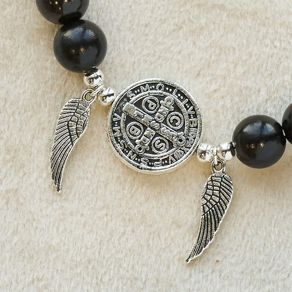 Christianartworkshop Miraculous Medal & Angel Wing Blood SandalWood Bead Bracelet - image 13