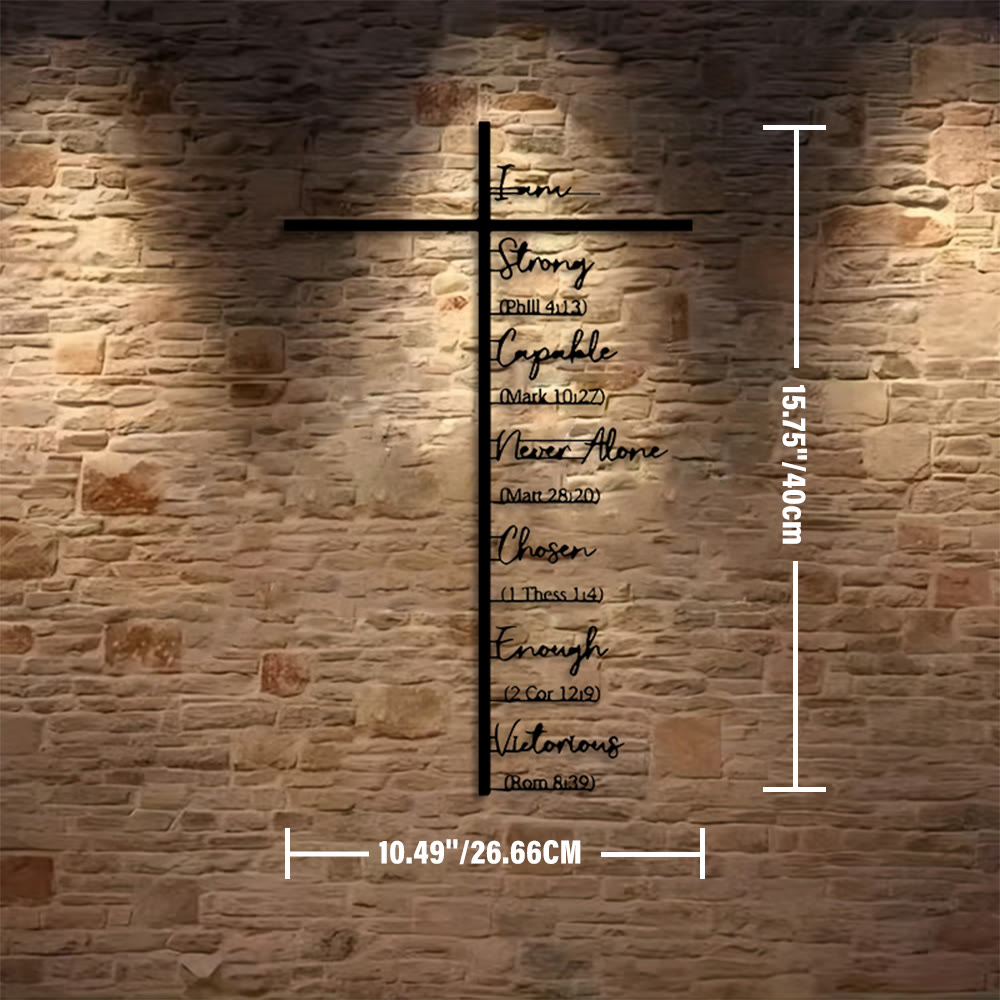 Christianartworkshop Biblical Verse Cross Metal Wall Decor: Daily Faith Reminder - Black - 10.49''*15.75''/26.66*40cm - image 3
