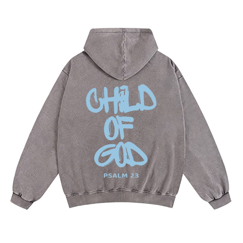 Christianartworkshop Child of God Zip-Up Hooded Jacket: Psalm 23 Comfort Statement - Grey - 2XL - image 0