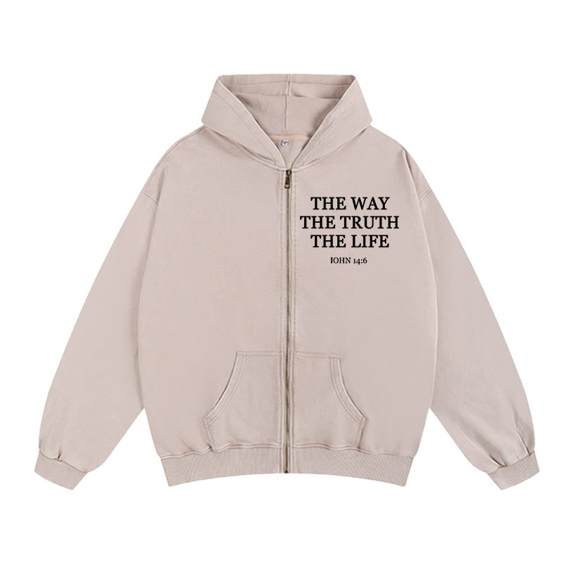 Christianartworkshop John 14:6 Zip-Up Hooded Jacket: Faithful Comfort for Church & Daily Life - Apricot - 2XL - image 9