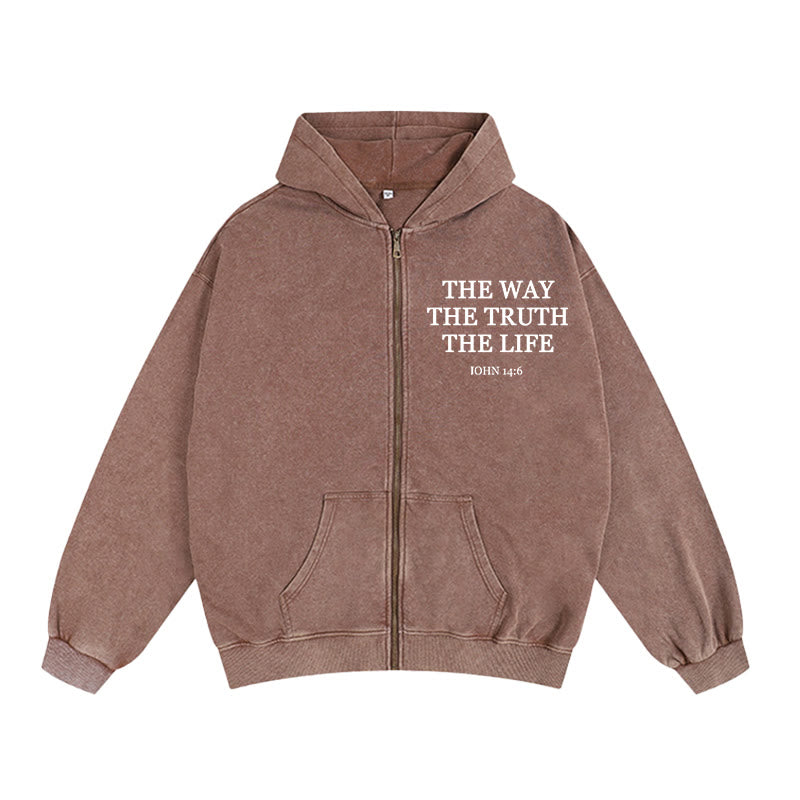 Christianartworkshop John 14:6 Hooded Jacket: Faithful Comfort for Church & Daily Life - Coffee - 2XL - image 0