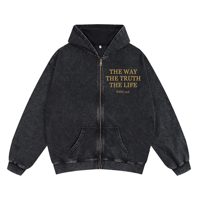 Christianartworkshop John 14:6 Zip-Up Hooded Jacket: Faithful Comfort for Church & Daily Life - Black - 2XL - image 2