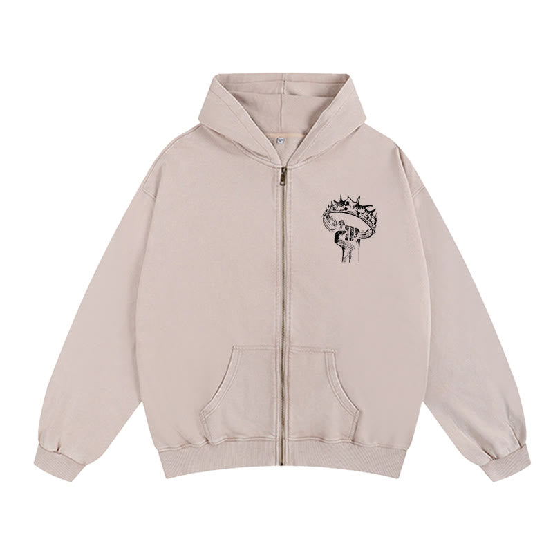 Christianartworkshop Jesus is King Zip-Up Hooded Jacket: Stylish Faith with Revelation 22:13 - image 1
