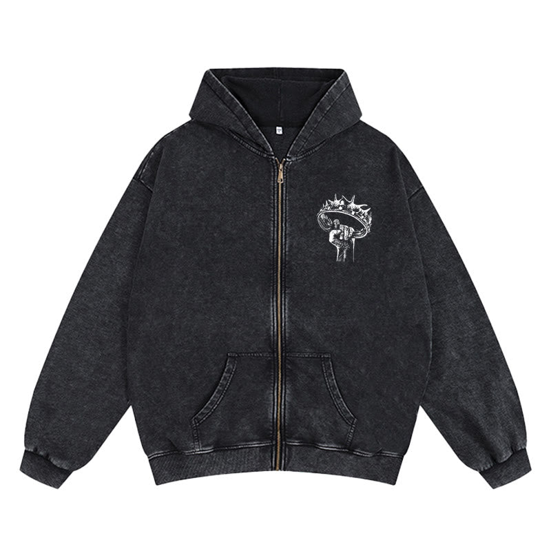Christianartworkshop Jesus is King Zip-Up Hooded Jacket: Stylish Faith with Revelation 22:13 - image 8