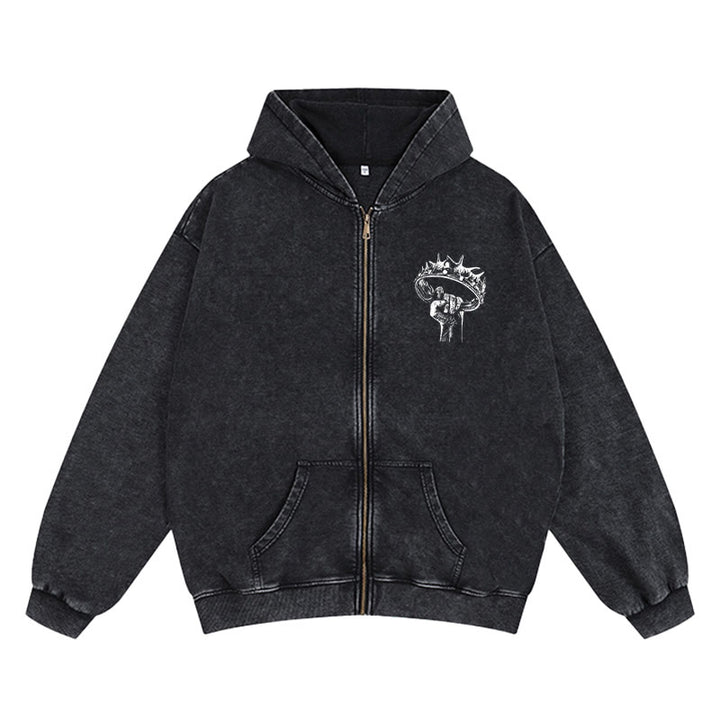 Christianartworkshop Jesus is King Zip-Up Hooded Jacket: Stylish Faith with Revelation 22:13 - image 8