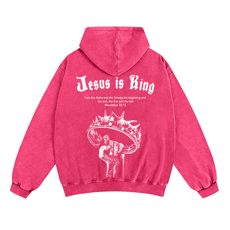 Christianartworkshop Jesus is King Zip-Up Hooded Jacket: Stylish Faith with Revelation 22:13 - Rose - 2XL - image 14