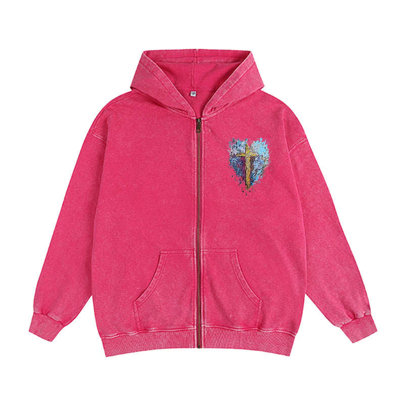Christianartworkshop Art Cross Hooded Jacket: Daily Reminder of Faith & Beauty - Rose - 2XL - image 0