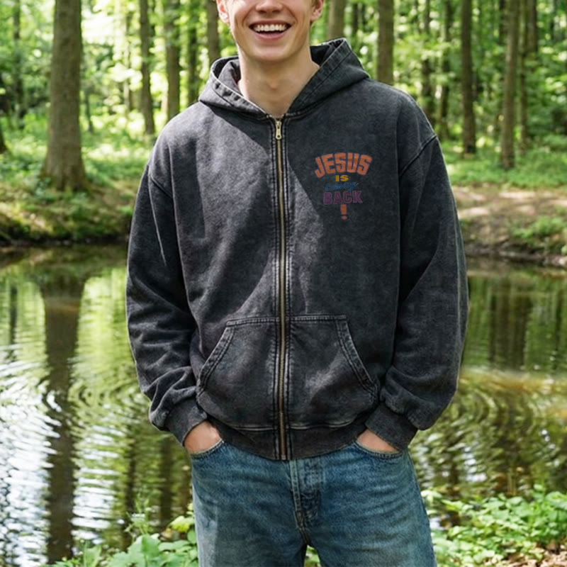 Christianartworkshop Jesus Is Coming Back Zip-Up Hooded Jacket: Faithful Hope for Daily Wear - image 8