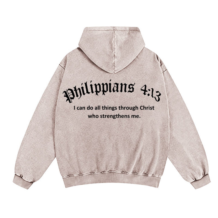 Christianartworkshop Philippians 4:13 Zip-Up Hooded Jacket: Faith Gift with Strength Message - Apricot - 2XL - image 4