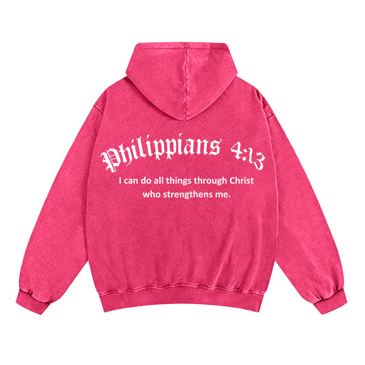 Christianartworkshop Philippians 4:13 Hooded Jacket: Faith Gift with Strength Message - Rose - 2XL - image 12