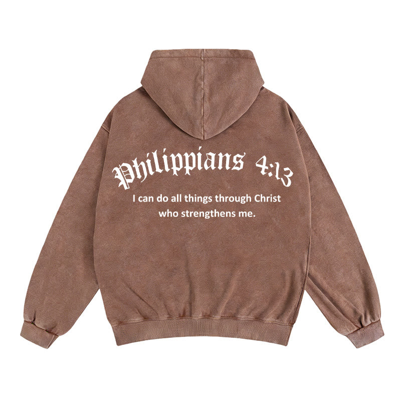 Christianartworkshop Philippians 4:13 Zip-Up Hooded Jacket: Faith Gift with Strength Message - Coffee - 2XL - image 14