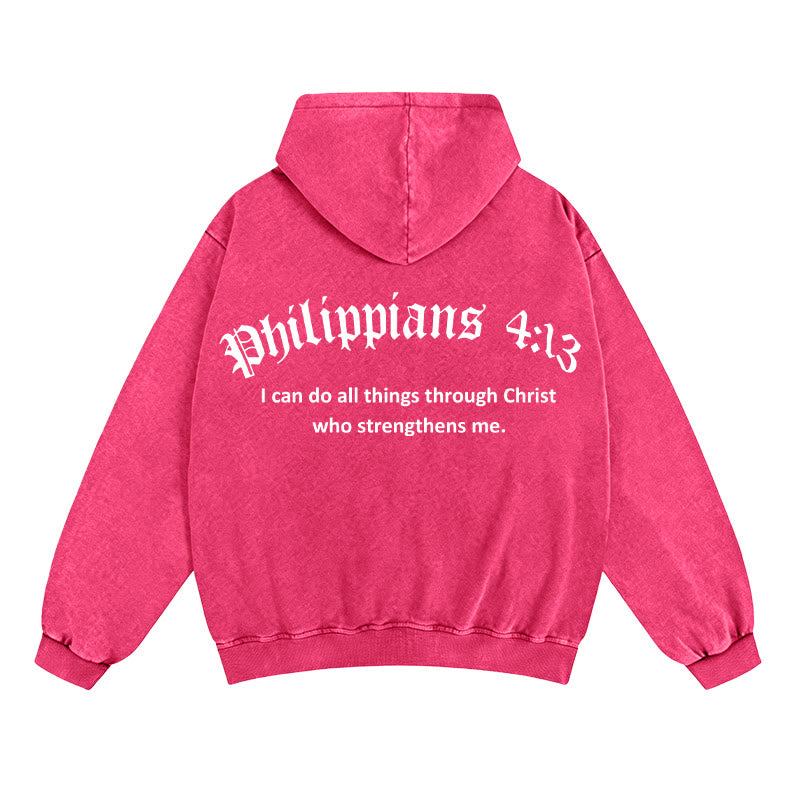 Christianartworkshop Philippians 4:13 Zip-Up Hooded Jacket: Faith Gift with Strength Message - Rose - 2XL - image 11