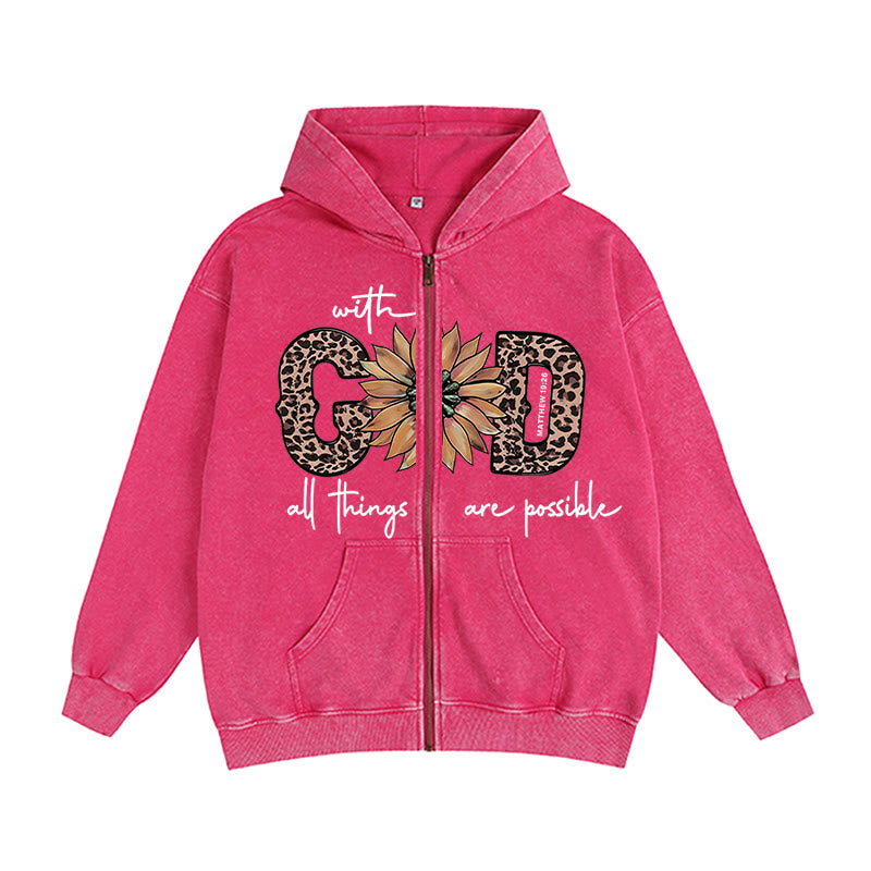 Christianartworkshop GOD-Inspired Sunflower Graphic Zip-Up Hooded Jacket: Daily Faith Reminder - Rose - 2XL - image 10