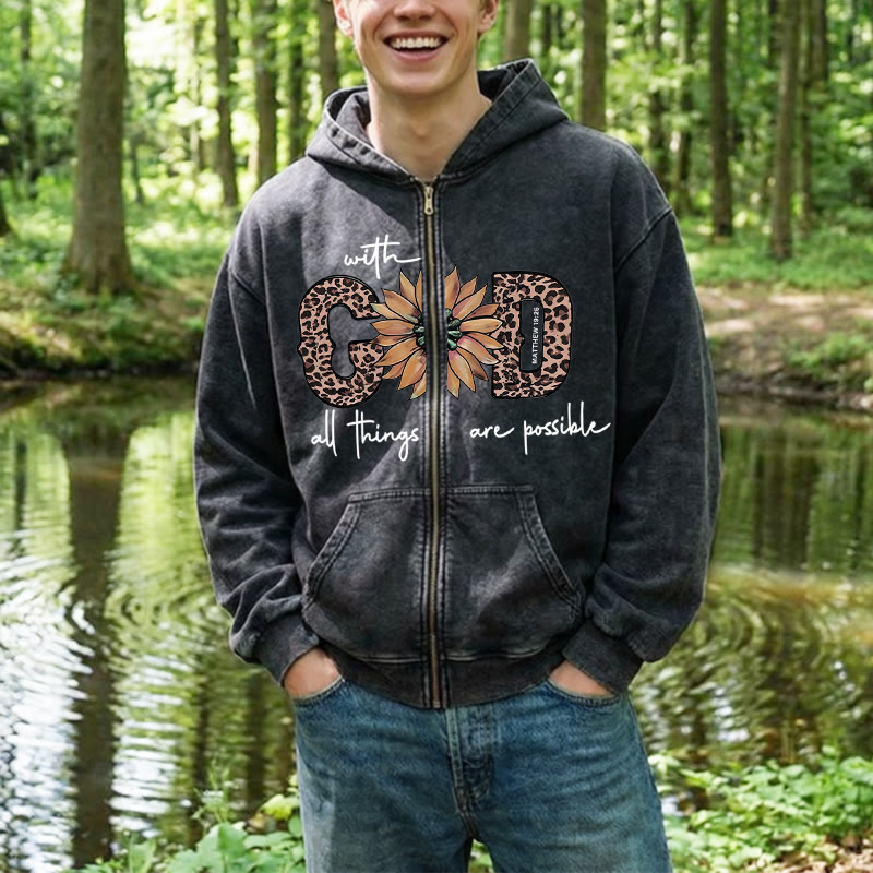 Christianartworkshop GOD-Inspired Sunflower Graphic Hooded Jacket: Daily Faith Reminder - image 5