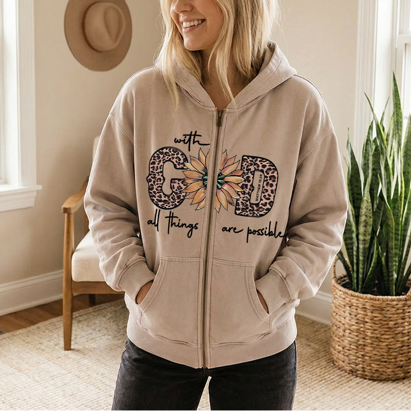 Christianartworkshop GOD-Inspired Sunflower Graphic Hooded Jacket: Daily Faith Reminder - image 2