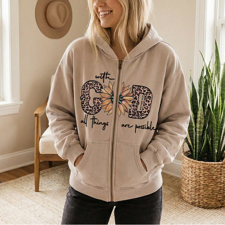 Christianartworkshop GOD-Inspired Sunflower Graphic Hooded Jacket: Daily Faith Reminder - image 2