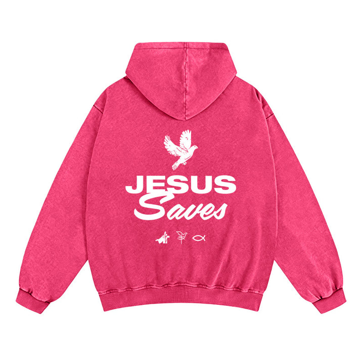 Christianartworkshop Dove & Cross Jesus Saves Hooded Jacket: Spiritual Comfort for Every Day - Rose - 2XL - image 15