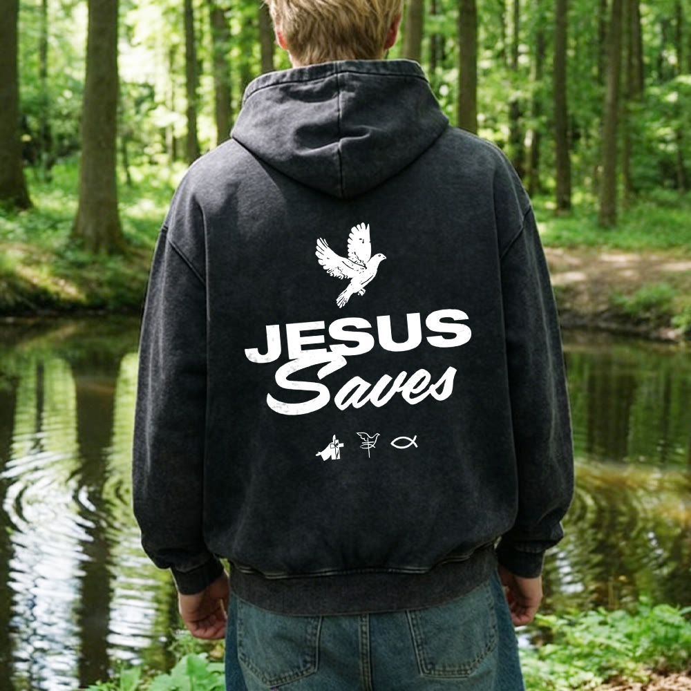 Christianartworkshop Dove & Cross Jesus Saves Hooded Jacket: Spiritual Comfort for Every Day - image 10