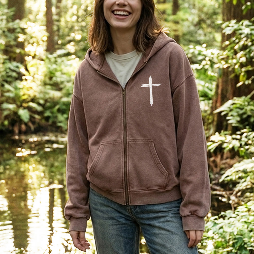 Christianartworkshop Dove & Cross Jesus Saves Zip-Up Hooded Jacket: Spiritual Comfort for Every Day - image 13