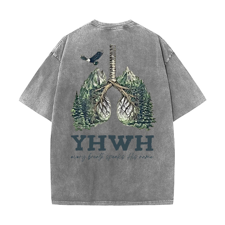 Christianartworkshop Every Breath Speaks His Name Unisex Washed T-shirt - Grey - 5XL - image 11