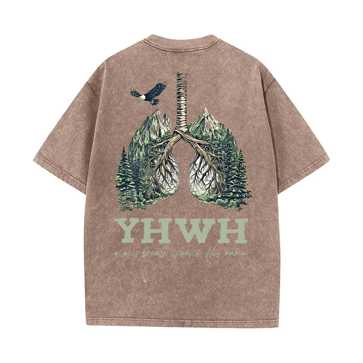 Christianartworkshop Every Breath Speaks His Name Unisex Washed T-shirt - Coffee - 5XL - image 15