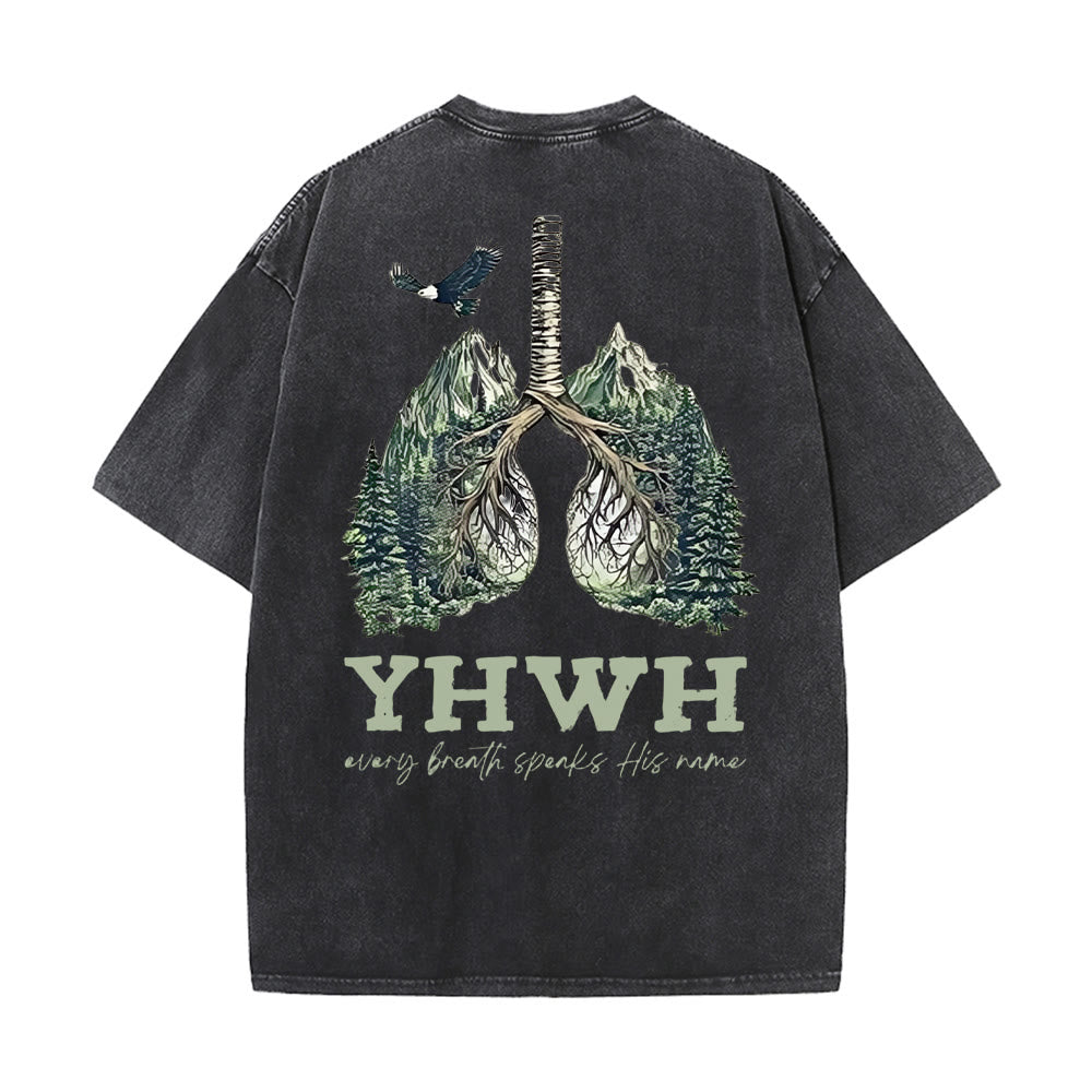 Christianartworkshop Every Breath Speaks His Name Unisex Washed T-shirt - Black - 5XL - image 13