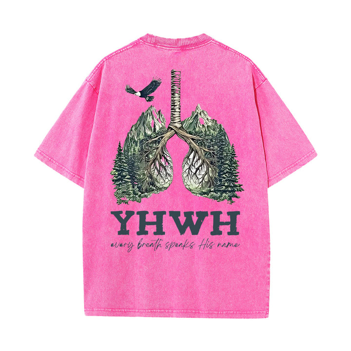 Christianartworkshop Every Breath Speaks His Name Unisex Washed T-shirt - Pink - 5XL - image 17