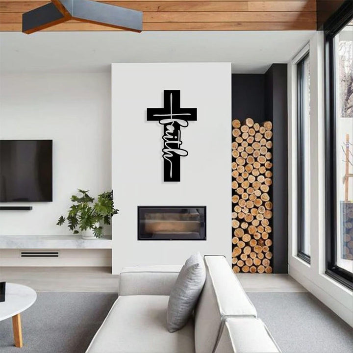 Christianartworkshop Stylish Typography  Faith Cross Metal Decor: Modern Typography Wall Art - image 4