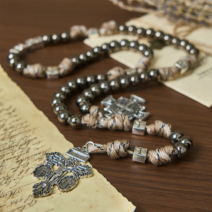 Christianartworkshop 2026 New Year Paracord Rugged Rosary with St. Benedict Guardian Faith - image 7