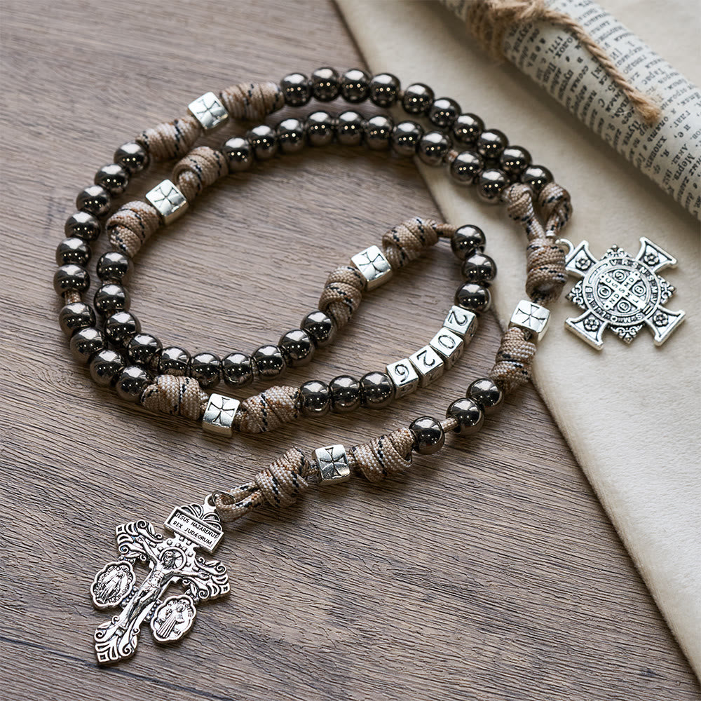 Christianartworkshop 2026 New Year Paracord Rugged Rosary with St. Benedict Guardian Faith - image 5