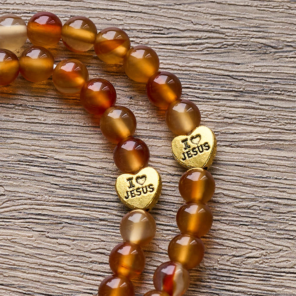 Christianartworkshop Warm Caramel Rosary Bracelet with JESUS Accent & Our Lady Faith Companion - image 7