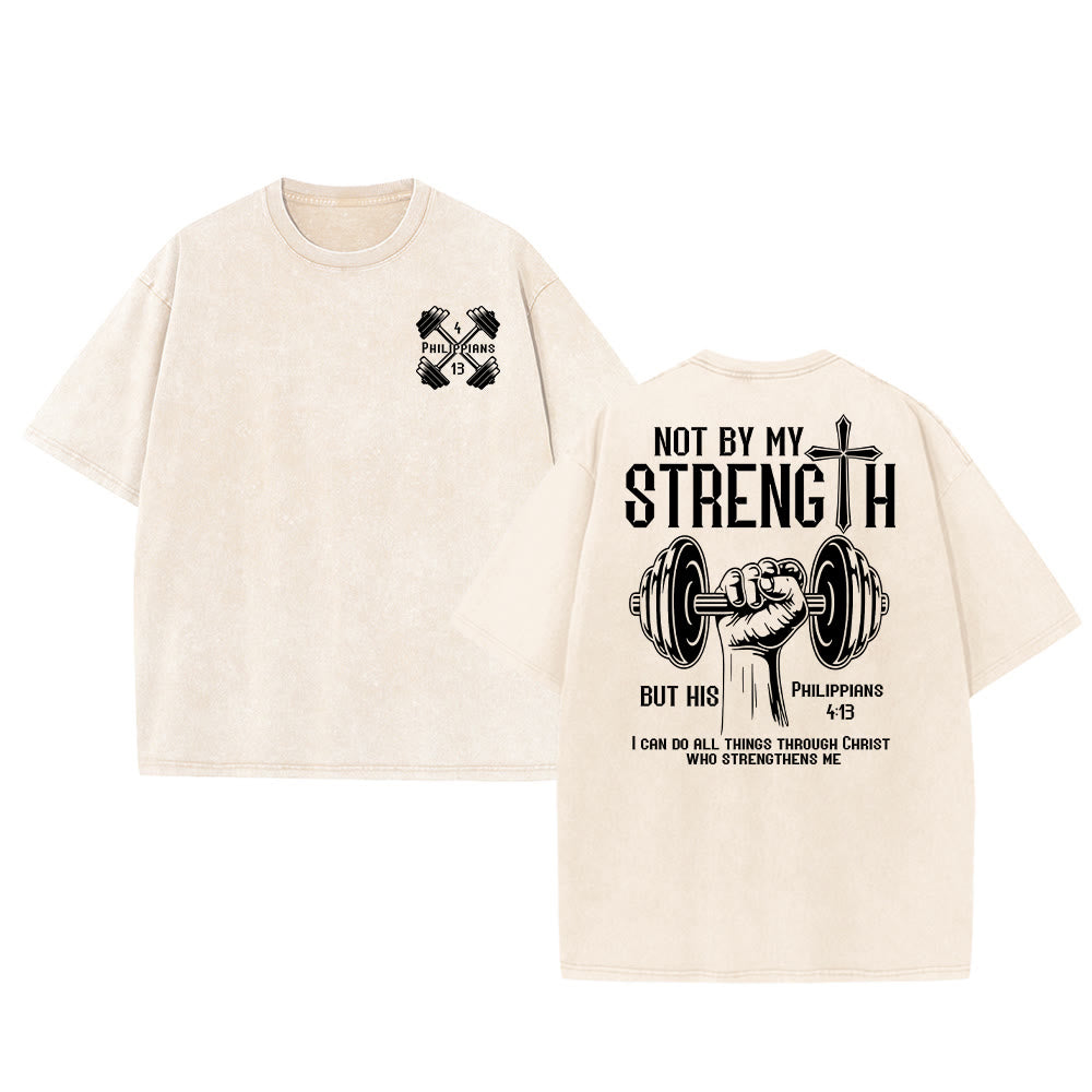 Christianartworkshop Not By My Strength, But His Unisex Washed T-Shirt - Beige - 5XL - image 6