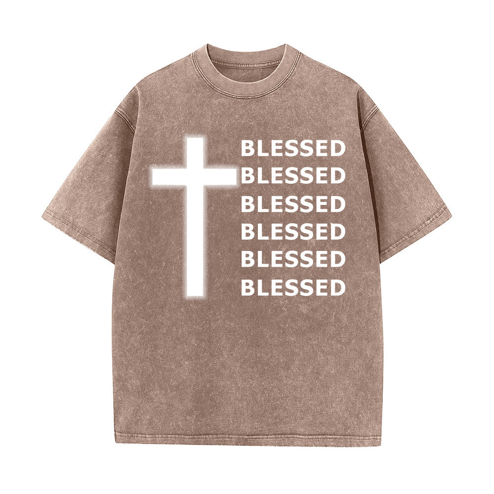 Christianartworkshop Gratitude-Filled Blessed Statement Unisex Washed T-Shirt - Brown - 5XL - image 6
