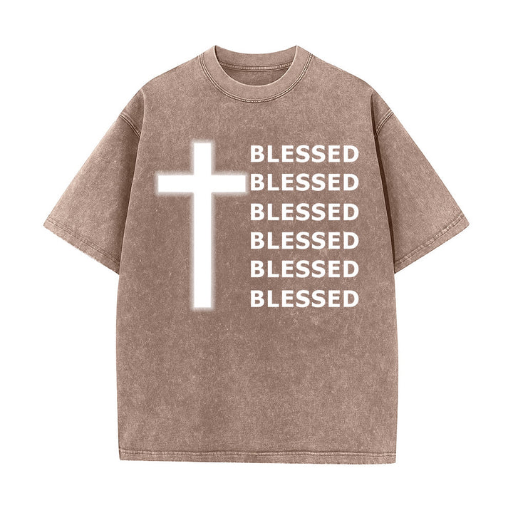 Christianartworkshop Gratitude-Filled Blessed Statement Unisex Washed T-Shirt - Brown - 5XL - image 6